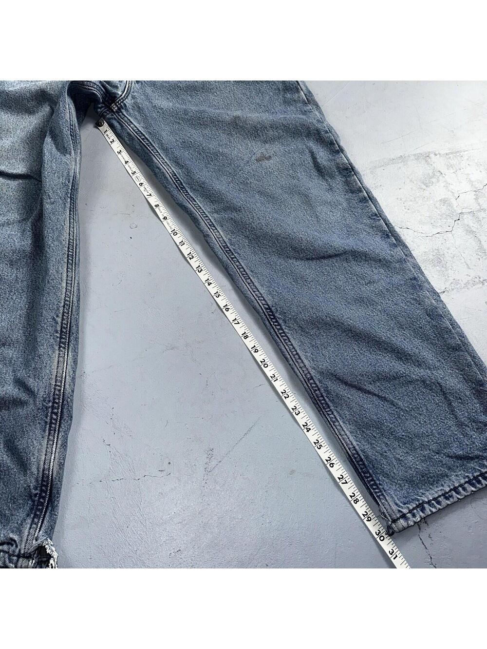 Carhartt Jeans Mens 38x32 Blue Denim Flannel Lined Relaxed Fit Chore Workwear - Picture 7 of 16